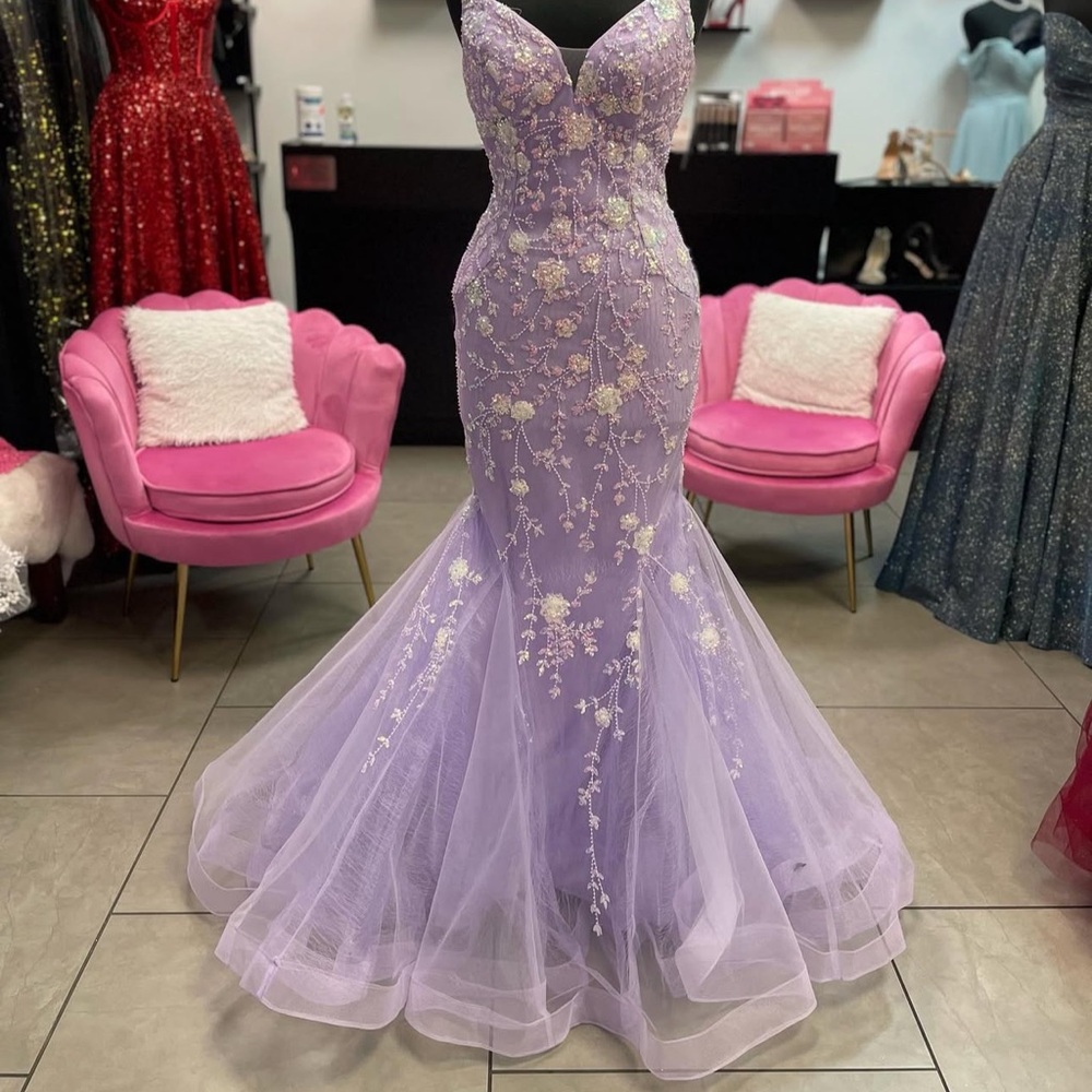 Elegant Lavender Floral Gown